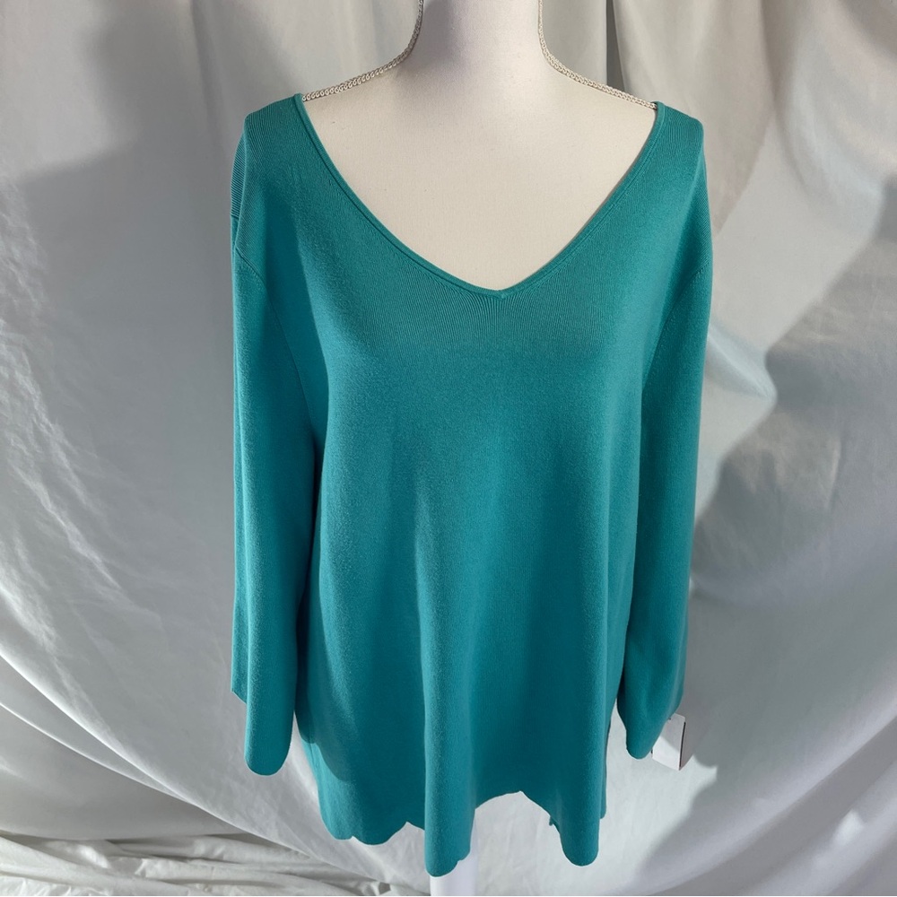 Talbot’s V-Neck Cable Knit Cotton Blend Scalloped Edged Classic Sweater